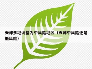 天津多地调整为中风险地区（天津中风险还是低风险）